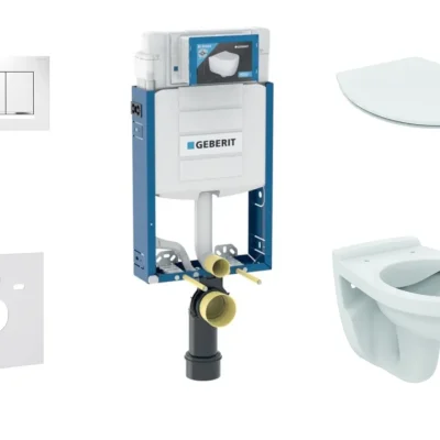 Geberit Kombifix - uzstādīšanas elements sienas WC ar vadības plati Sigma20, balts/spīdīgs hroms + WC Alpha un WC sēdeklis 110.302.00.5 ND5
