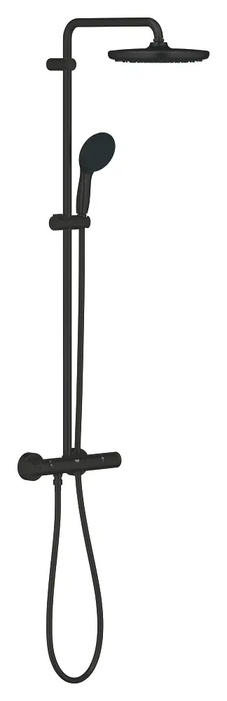 Grohe Vitalio Start - dušas komplekts ar termostatu, diametrs 25 cm, 2 strūklu veidi, matēti melns 266772431