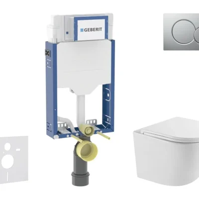 Geberit Kombifix - komplekts ar priekšsienas elementu, WC Oudee ar SoftClose sēdekli un Sigma01 vadības plati, lakots hroms matēts SANI15CA2102