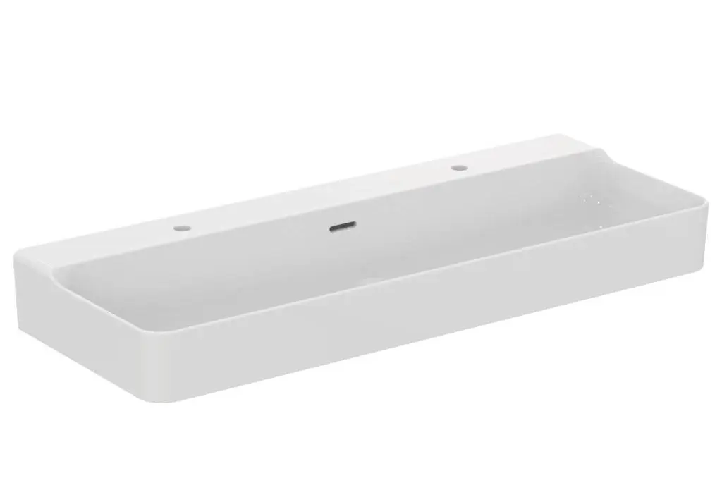 Ideal Standard Conca Ceram - uzliekamā dubultā izlietne 120x45 cm, ar pārplūdi, ar jaucējkrāna caurumu, balta T383901