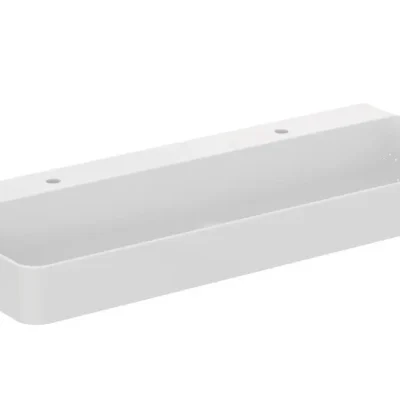 Ideal Standard Conca Ceram - dubultā uzliekamā izlietne 120x45 cm, bez pārplūdes, ar krāna caurumu, balta T384401