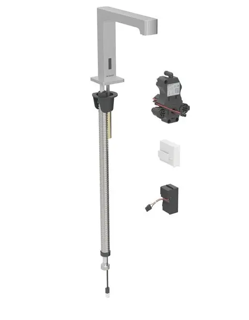 Geberit Brenta - Elektronisks izlietnes vārsts, tīkla barošana, easy to clean, matēts nerūsējošais tērauds 116.191.SN.1
