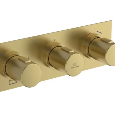 Ideal Standard Ceratherm C100 - zemapmetuma termostata dušas maisītājs, 3 patērētājiem, ar iebūvējamo korpusu, birstēts zelts A7664A2