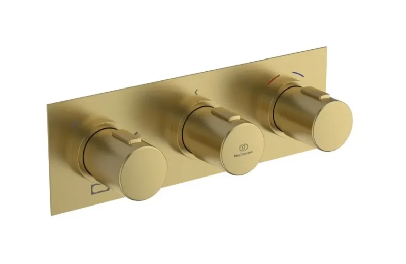 Ideal Standard Ceratherm C100 - zemapmetuma termostata dušas maisītājs, 3 patērētājiem, ar iebūvējamo korpusu, birstēts zelts A7664A2