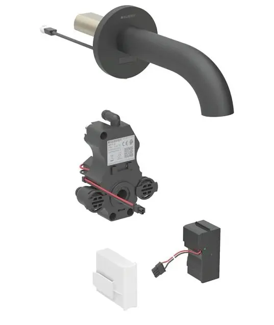 Geberit Piave - elektronisks zemapmetuma izlietnes maisītājs, tīkla barošana, easy to clean, matēti melns 116.262.14.1