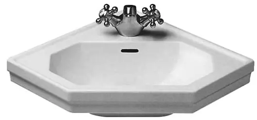 Duravit 1930 - stūra izlietne, ar pārplūdi, 60x45 cm, balta, rokas izlietne, bez WonderGliss 0793420000