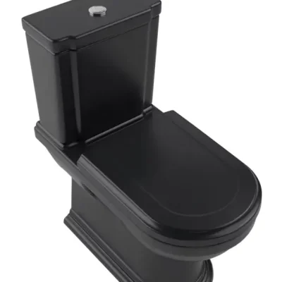 Villeroy & Boch Hommage - WC kombi, Vario izvads, CeramicPlus, TitanGlaze, Pure Black 666210R7