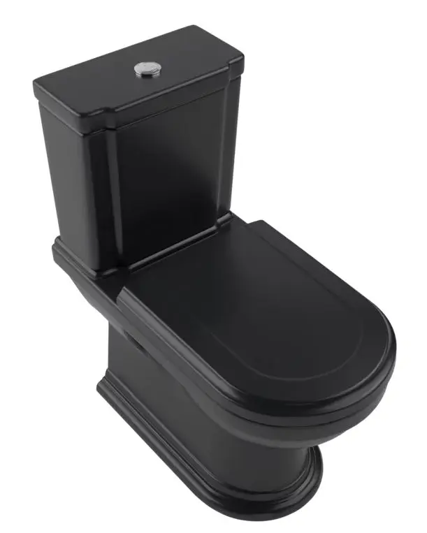 Villeroy & Boch Hommage - WC kombi, Vario izvads, CeramicPlus, TitanGlaze, Pure Black 666210R7