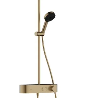 Hansgrohe Pulsify S - dušas komplekts ar termostatu, diametrs 26 cm, 3 strūklas veidi, birstēts bronzas tonis 24220140