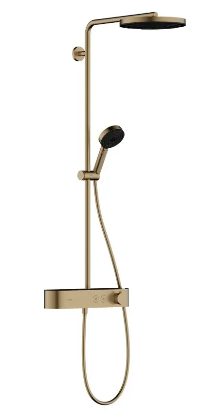 Hansgrohe Pulsify S - dušas komplekts ar termostatu, diametrs 26 cm, 3 strūklas veidi, birstēts bronzas tonis 24220140
