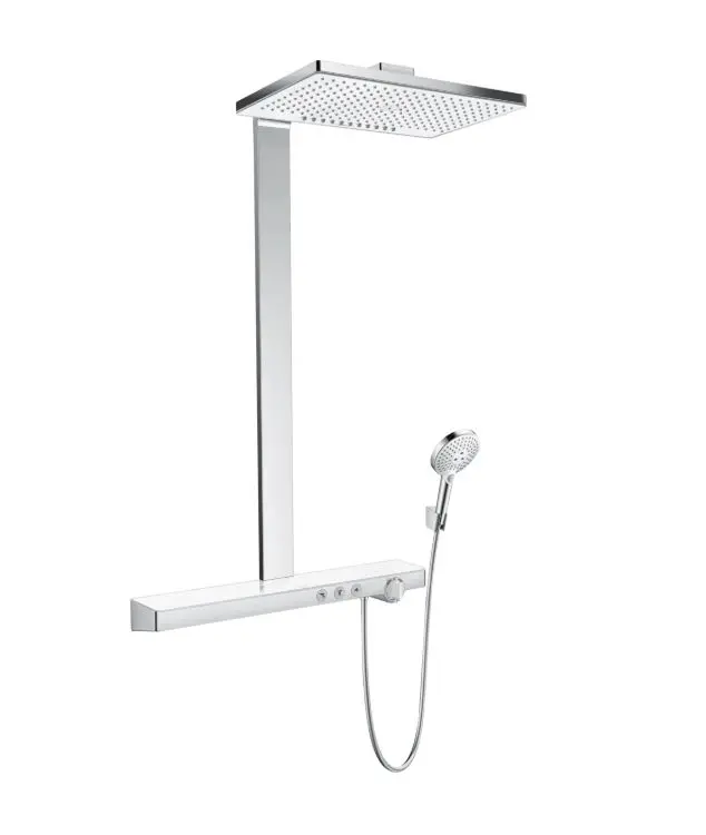 Hansgrohe Rainmaker Select - dušas kolonna Showerpipe 460 ar termostata maisītāju, 2 strūklas, balta / hromēta 27109400