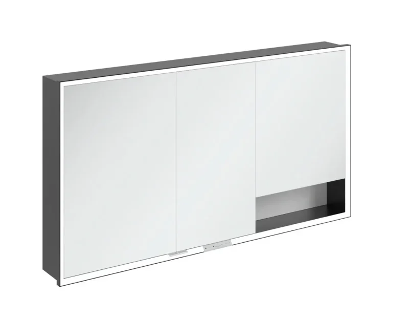 Villeroy & Boch My View+ - spoguļskapītis ar LED apgaismojumu 140x75x17 cm, 3 durvis, Brillantbalts/Mattmelns B48214VE