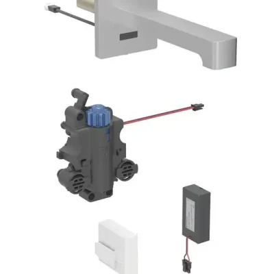 Geberit Brenta - elektronisks termostata izlietnes maisītājs zemapmetuma montāžai, darbība ar baterijām, easy to clean, matēts nerūsējošais tērauds 116.278.SN.1