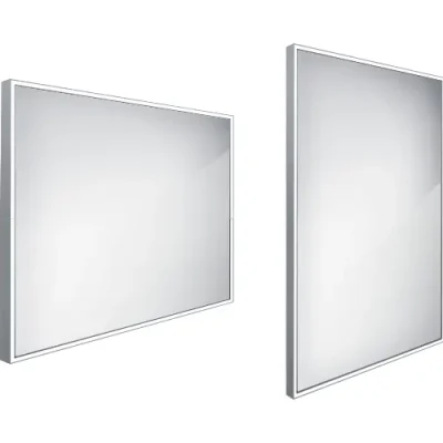 Nimco spoguļi - spogulis ar LED apgaismojumu, 90x70 cm, kvadrātveida, alumīnijs ZP 13019