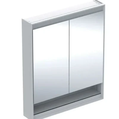 Geberit ONE - spoguļskapis ar LED apgaismojumu, 75x90x15 cm, 2 durvis, ar nišu, metāls 505.832.00.1
