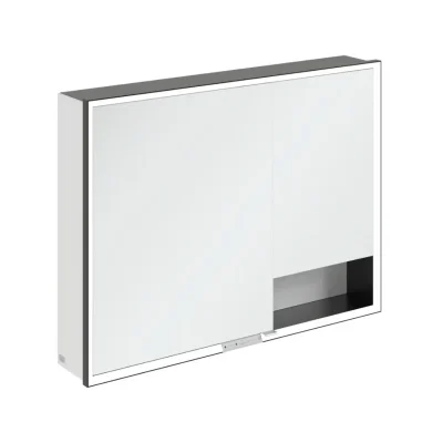 Villeroy & Boch My View+ - spoguļskapītis ar LED apgaismojumu 100x75x17 cm, 2 durvis, matēti melns/pelēks B48110VE