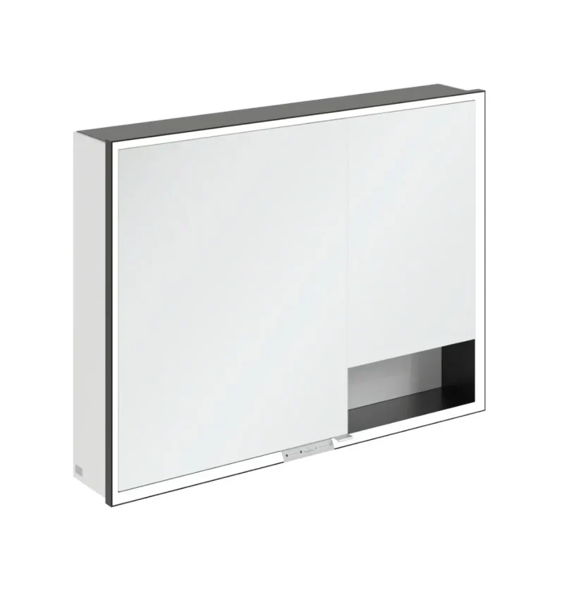 Villeroy & Boch My View+ - spoguļskapītis ar LED apgaismojumu 100x75x17 cm, 2 durvis, matēti melns/pelēks B48110VE