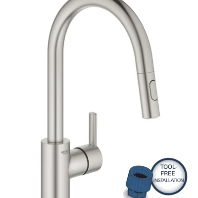 Grohe Feel - virtuves izlietnes maisītājs ar izvelkamu dušu, Supersteel 31486DC1
