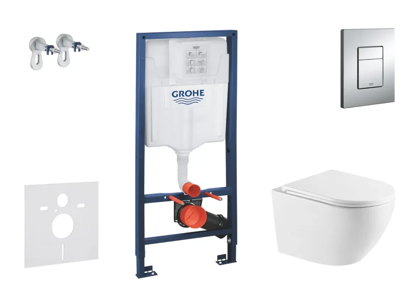 Grohe Rapid SL - priekšsienas montāžas komplekts, Oudee WC un SoftClose sēdeklis, Skate Cosmopolitan poga, hroms SANI11BA1109