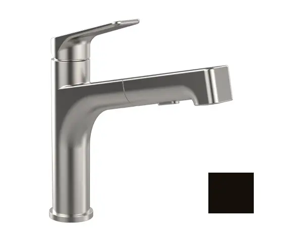 Villeroy & Boch Junis - virtuves izlietnes maisītājs ar izvelkamu dušu, melns matēts 92820006