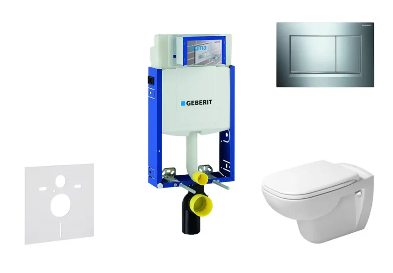 Geberit Kombifix - priekšsienas montāžas komplekts, WC ar sēdekli, D-Code, bez apmales, SoftClose, vadības plate Sigma20, hroms spīdīgs/hroms matēts 110.302.00.5 NH6