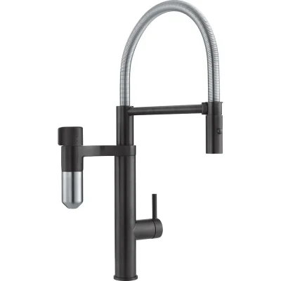 Franke Filter-armatūra - izlietnes maisītājs Vital Tap ar filtru, elastīgu izteku un dušu, matēti melns/nerūsējošais tērauds 120.0621.313