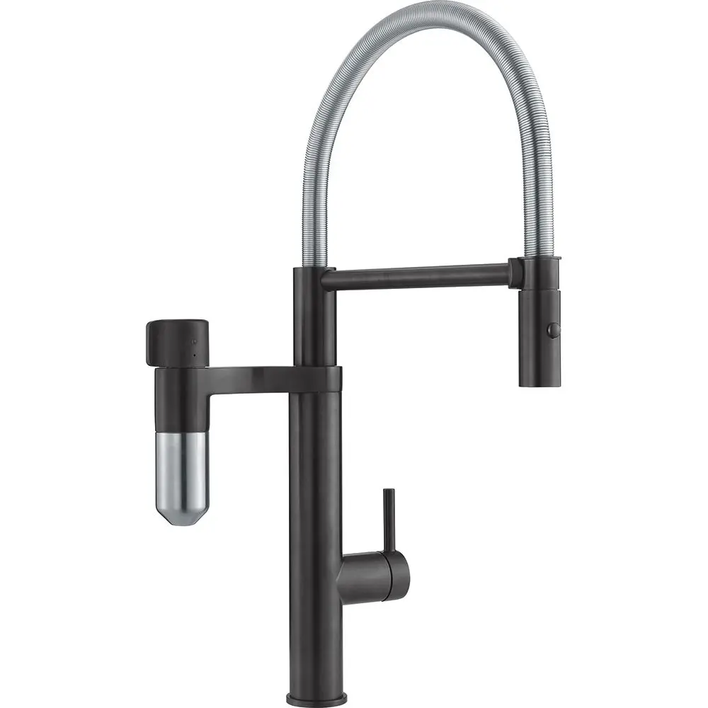 Franke Filter-armatūra - izlietnes maisītājs Vital Tap ar filtru, elastīgu izteku un dušu, matēti melns/nerūsējošais tērauds 120.0621.313