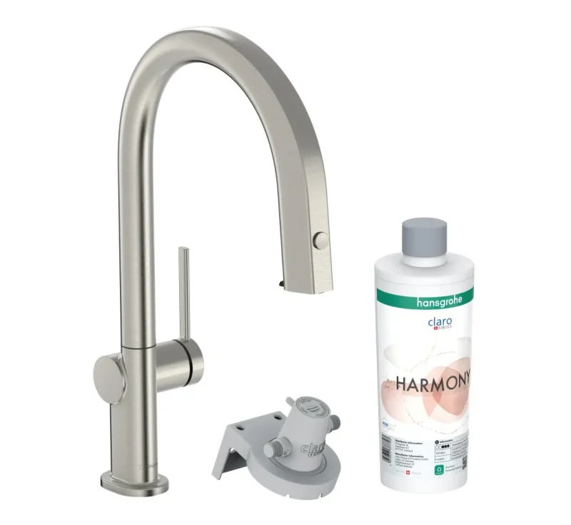 Hansgrohe Aqittura M91 - virtuves izlietnes maisītājs ar izvelkamu izteku un filtra funkciju, nerūsējošā tērauda izskats 76801800