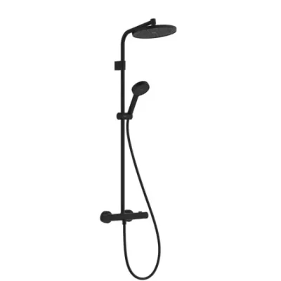 Hansgrohe Activera S - dušas komplekts ar termostatu, diametrs 24 cm, 2 strūklas veidi, EcoSmart, matēti melns 28078670
