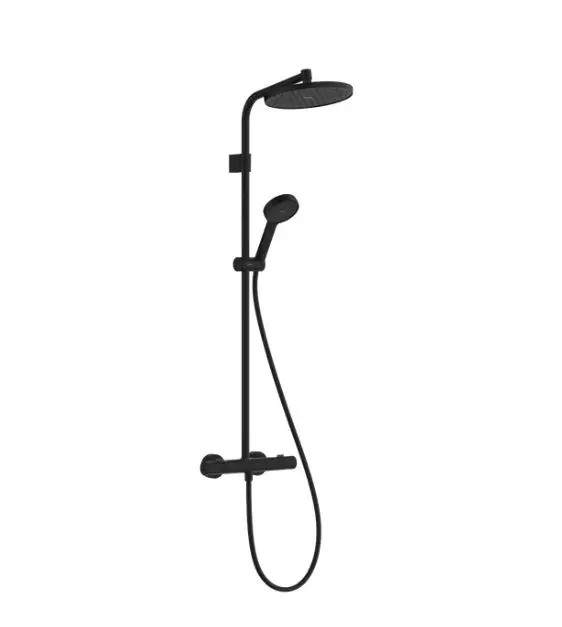 Hansgrohe Activera S - dušas komplekts ar termostatu, diametrs 24 cm, 2 strūklas veidi, EcoSmart, matēti melns 28078670