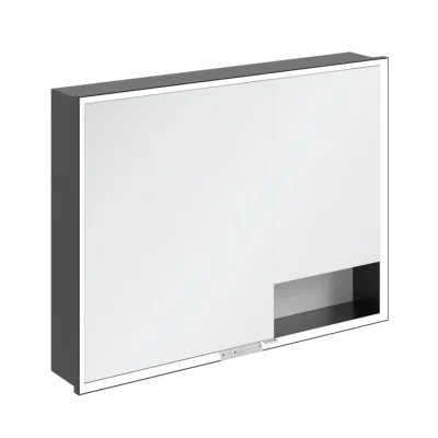 Villeroy & Boch My View+ - spoguļskapītis ar LED apgaismojumu 100x75x17 cm, 2 durvis, Brilliant White/matēti melns B48210VE