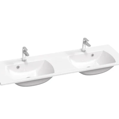 Ravak Classic Slim - dubultā izlietne 130x45 cm, ar pārplūdi, 2 caurumiem jaucējkrānam, balta XJX01113001