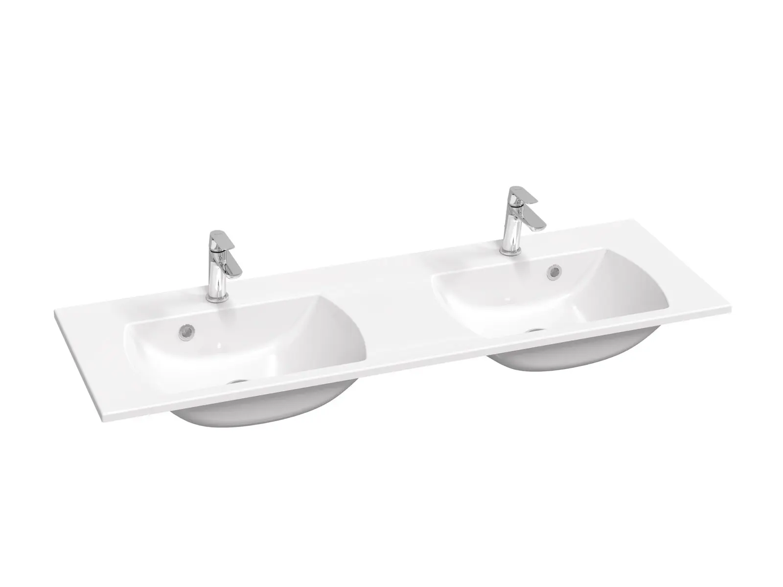 Ravak Classic Slim - dubultā izlietne 130x45 cm, ar pārplūdi, 2 caurumiem jaucējkrānam, balta XJX01113001