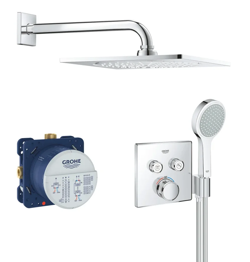 Grohe Grohtherm SmartControl - dušas komplekts Perfect ar termostata maisītāju - zemapmetuma, 2 plūsmas, hromēts 34742000