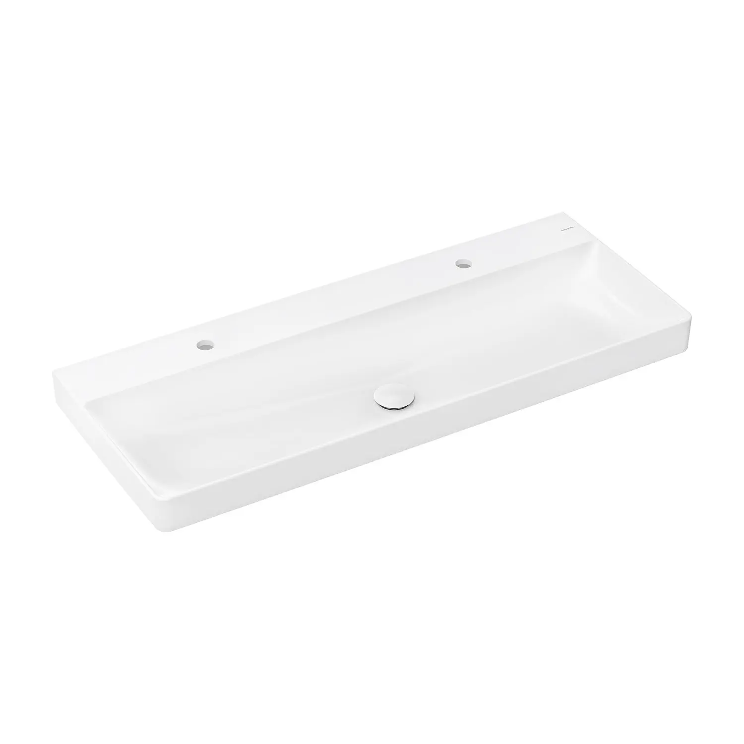 Hansgrohe Xelu Q - dubultā izlietne 120x48 cm, bez pārplūdes, 2 jaucējkrāna caurumiem, SmartClean, balta 61042450