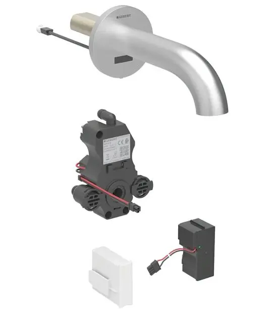 Geberit Piave - elektronisks zemapmetuma izlietnes vārsts, tīkla barošana, easy to clean, matēts nerūsējošais tērauds 116.261.SN.1