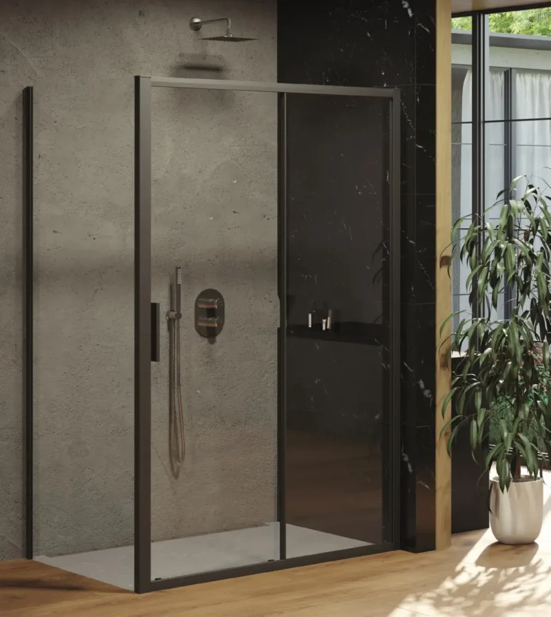 Ravak Blix - dušas siena BLSPS-80, 79-80 cm, melna/caurspīdīgs stikls X9BM40300Z1
