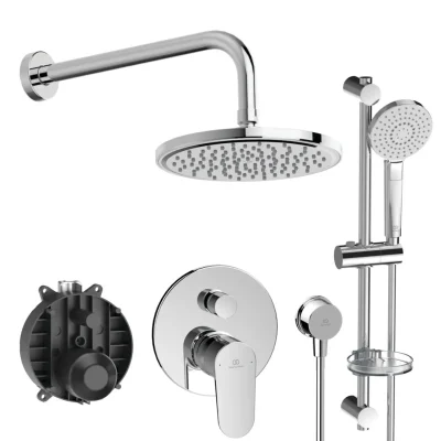 Ideal Standard Cerafine O - dušas komplekts ar zemapmetuma maisītāju, ar iebūvējamo korpusu, 3 strūklas veidi, diametrs 20 cm, hroms BD189AA