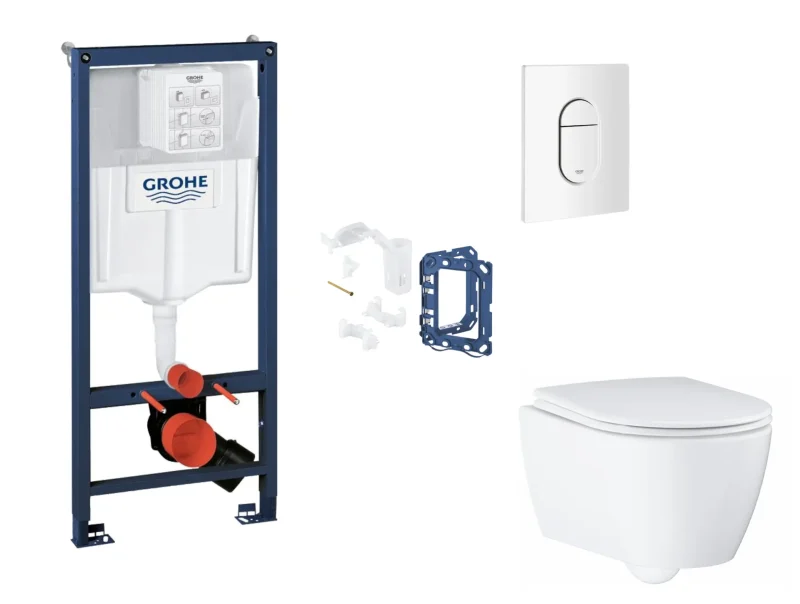 Grohe Rapid SL - komplekts ar priekšsienas elementu, WC ar SoftClose sēdekli, vadības plati Arena Cosmopolitan un Fresh pārveidošanas komplektu, Alpu balts SANI11BB3155