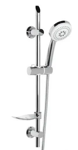 Aqualine Sunra - dušas komplekts 10 cm, stienis ar ziepju dozatoru un šļūteni, hroms 11444