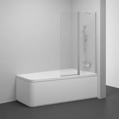 Ravak 10° - divdaļīgs vannas aizsargs 10CVS2, labais, 99x150 cm, Satin/caurspīdīgs stikls 7QRA0U03Z1
