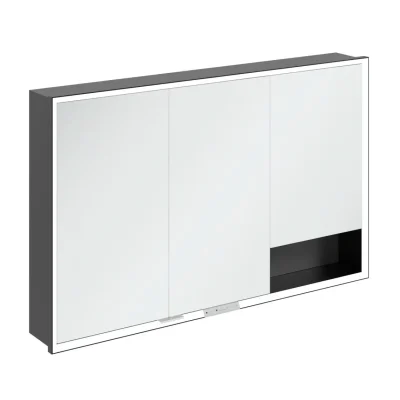 Villeroy & Boch My View+ - spoguļskapītis ar LED apgaismojumu 120x75x17 cm, 3 durvis, grafīts/melns matēts B48212VR