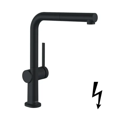 Hansgrohe Talis M54 - virtuves izlietnes maisītājs ar izvelkamu izteku, matēti melns 72860670