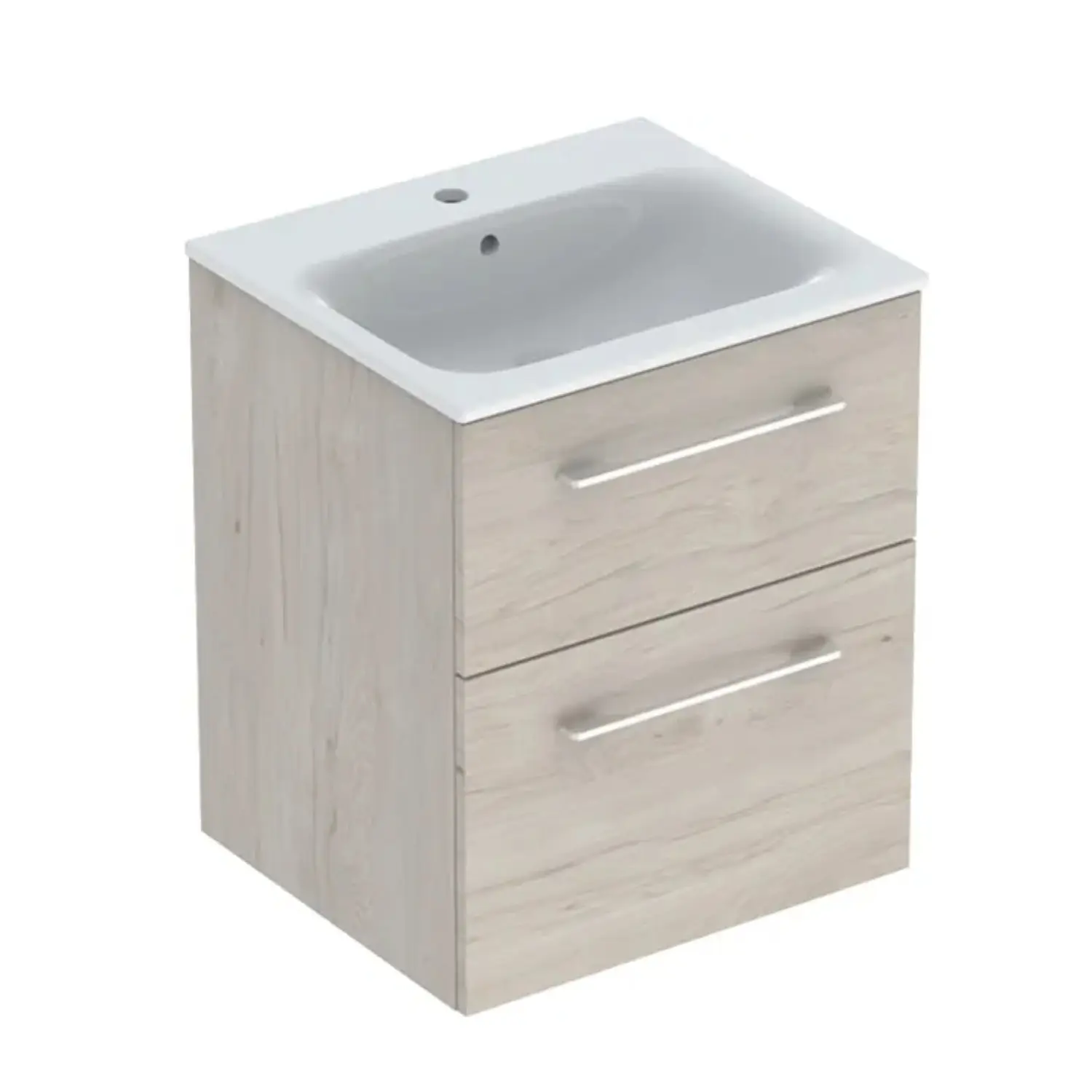 Geberit Selnova Square - izlietnes skapis 64x54x48 cm, ar izlietni, 2 atvilktnēm, gaišs Nuss Hickory 501.235.00.1