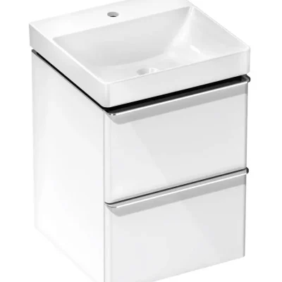 Hansgrohe Xelu Q - izlietne ar zemizlietnes skapi, 63x48x50 cm, 2 atvilktnes, balts spīdīgs/hroms 54368000