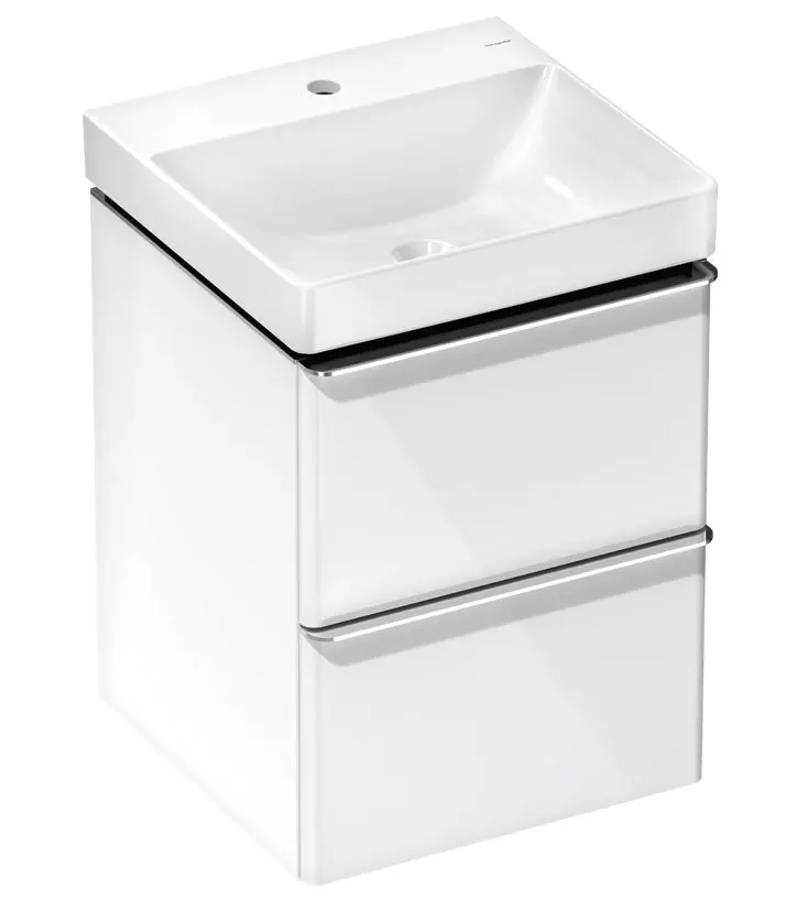Hansgrohe Xelu Q - izlietne ar zemizlietnes skapi, 63x48x50 cm, 2 atvilktnes, balts spīdīgs/hroms 54368000