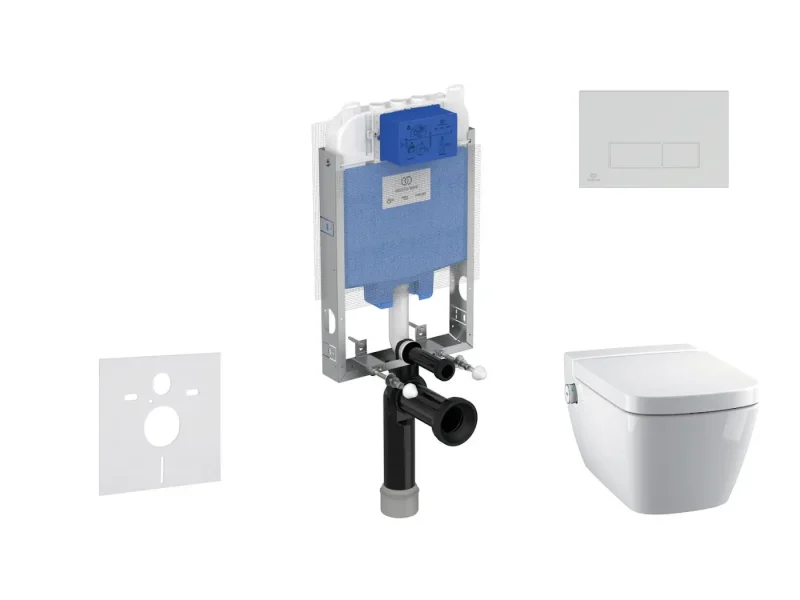 Ideal Standard ProSys - komplekts - priekšsienas elements, dušas WC un WC sēdeklis TECEone, vadības plate Oleas M2, Rimless, SoftClose, hroms ProSys80M SP129