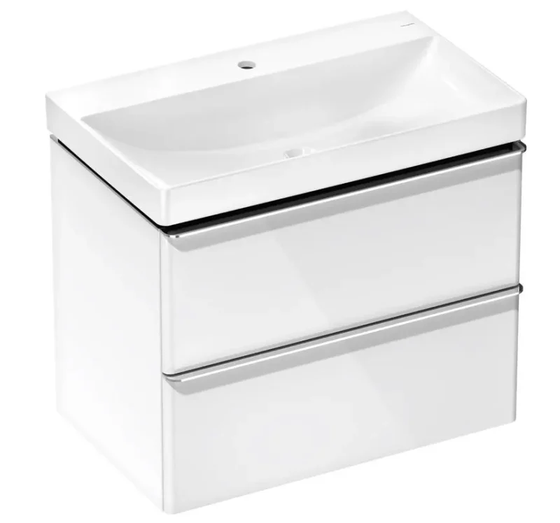 Hansgrohe Xelu Q - izlietne ar zemizlietnes skapi, 63x78x50 cm, 2 atvilktnes, balts spīdīgs/hroms 54374000