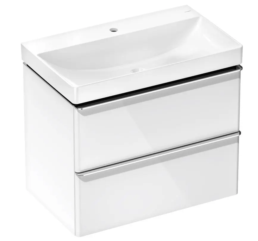 Hansgrohe Xelu Q - izlietne ar zemizlietnes skapi, 63x78x50 cm, 2 atvilktnes, balts spīdīgs/hroms 54374000