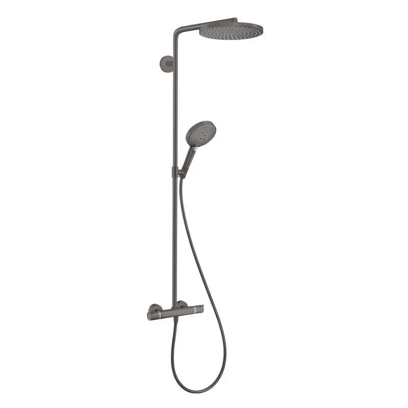 Hansgrohe Raindance Select S - dušas kolonna Showerpipe ar termostata maisītāju, 1jet, melns hroms, matēts 27633340